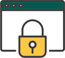 Secure it, a web browser icon with a lock on it.
